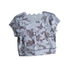 Offline by Aerie Blue Floral Crop Top Workout Top Nylon Size Small Women